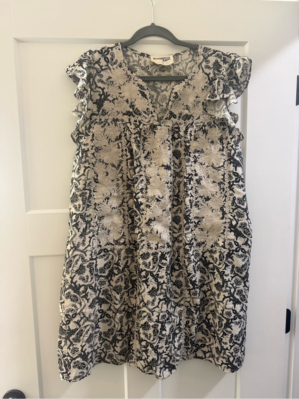 Savanna Jane Embroidered Paisley Ruffle Sleeve Boho Dress Size Medium